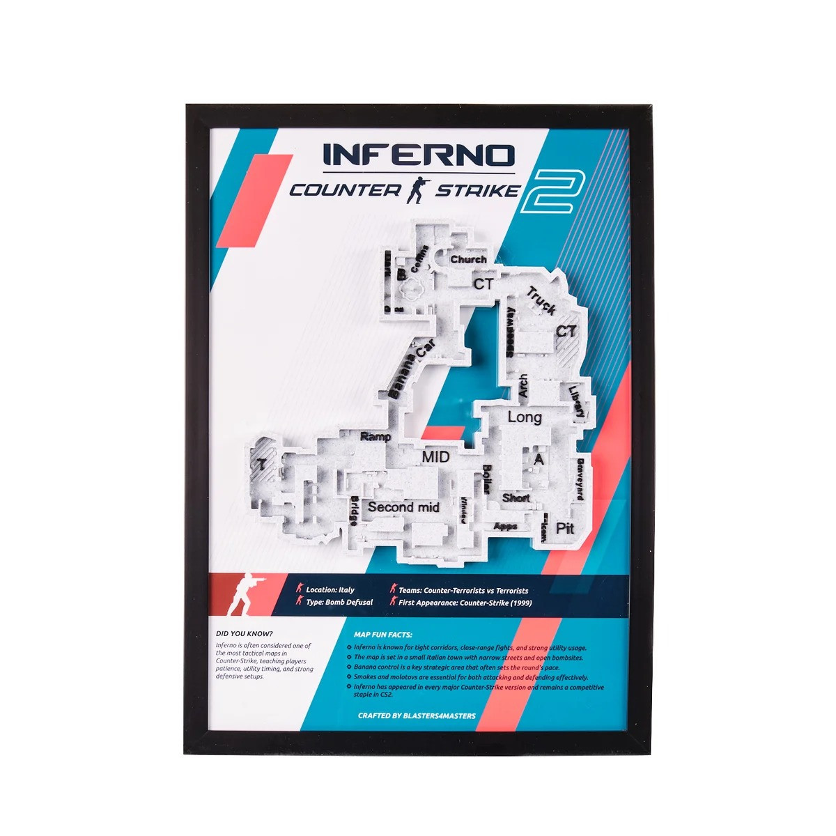 Inferno Map 3D Plaque Replica Prop From Counter Strike 2 By Blasters4Masters