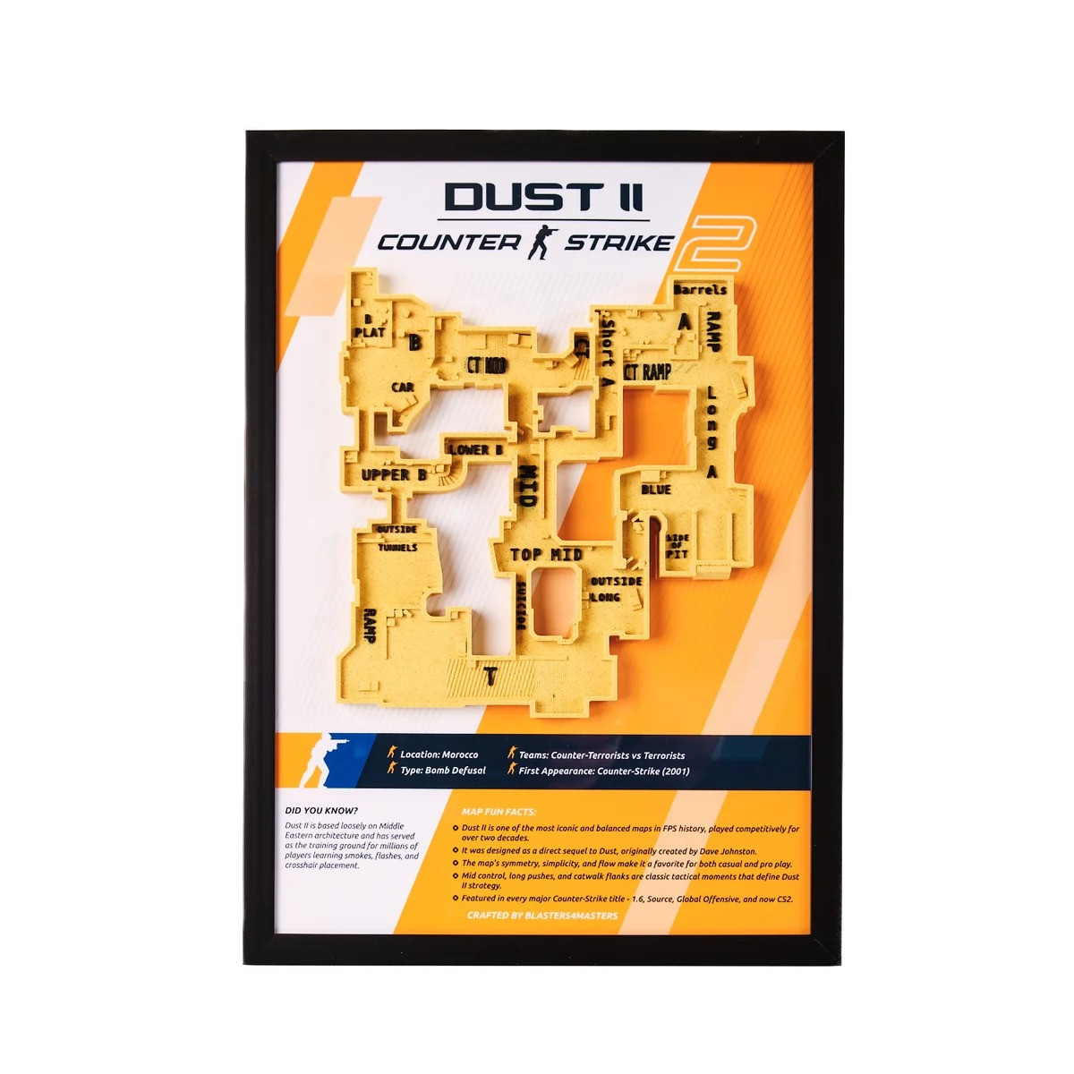 Dust 2 Map 3D Plaque Replica Prop From Counter Strike 2 By Blasters4Masters