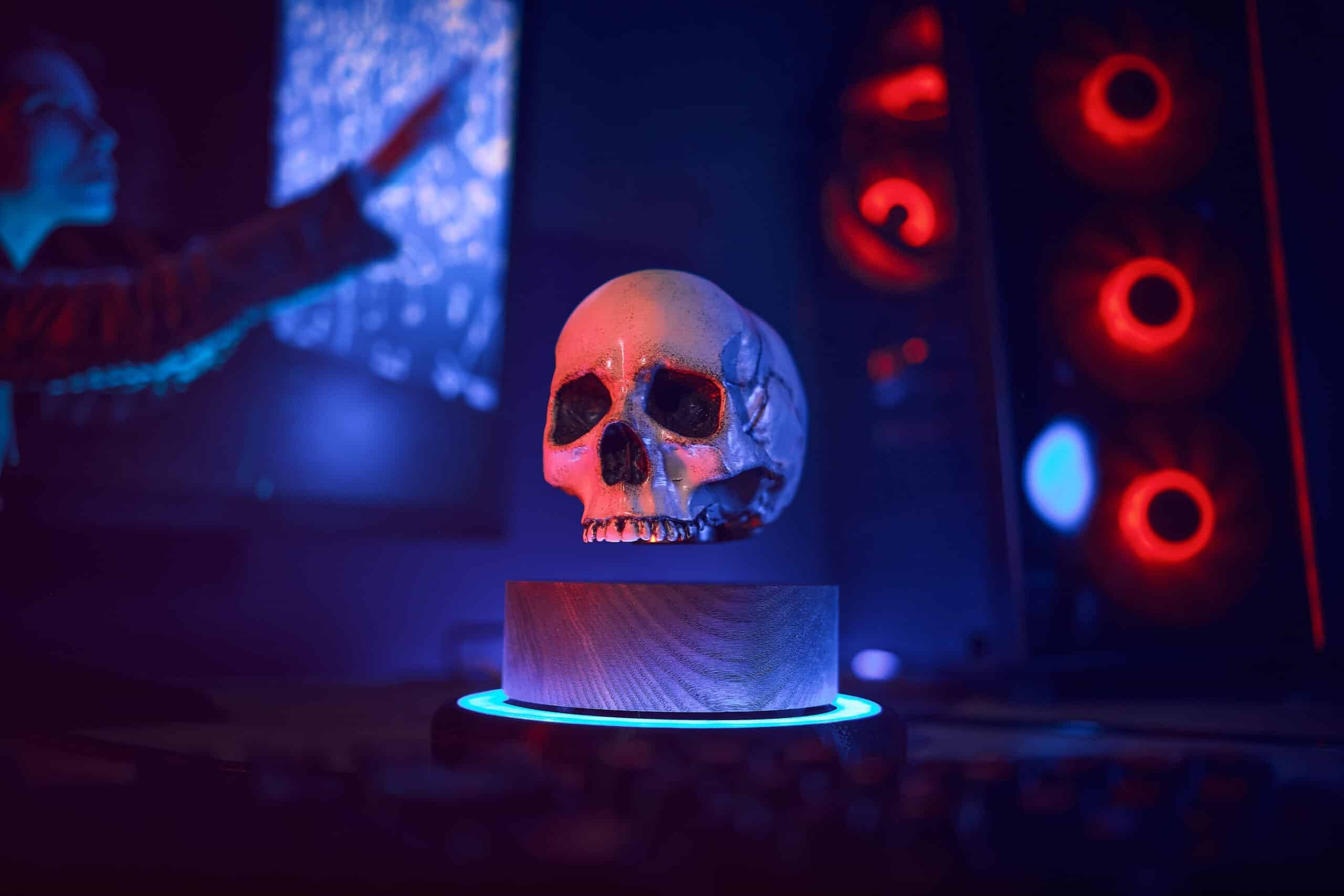 Floating skull levitating hovering home decor 3