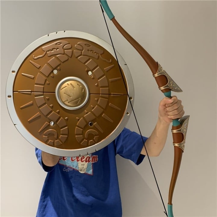 Beautiful Bow and optional Shield replicas inspired by The Legend of Zelda, handcrafted from safe PU rubber, perfect for cosplay