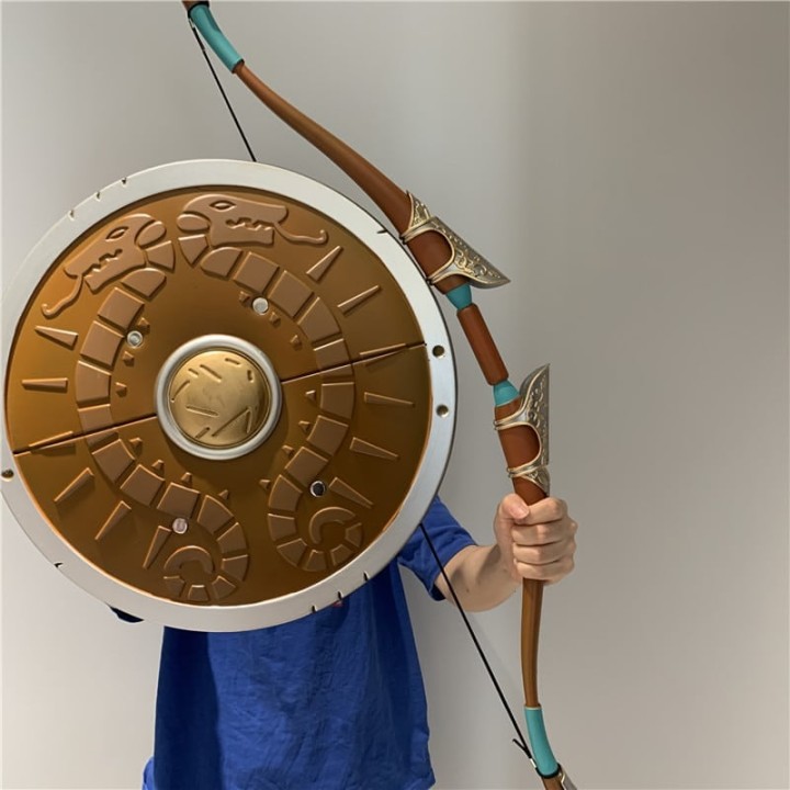 Beautiful Bow and optional Shield replicas inspired by The Legend of Zelda, handcrafted from safe PU rubber, perfect for cosplay