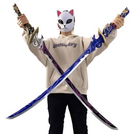 Exquisitely crafted Raiden Shogun Katana inspired by Genshin Impact, available in blue or purple styles, made from safe PU rubbe