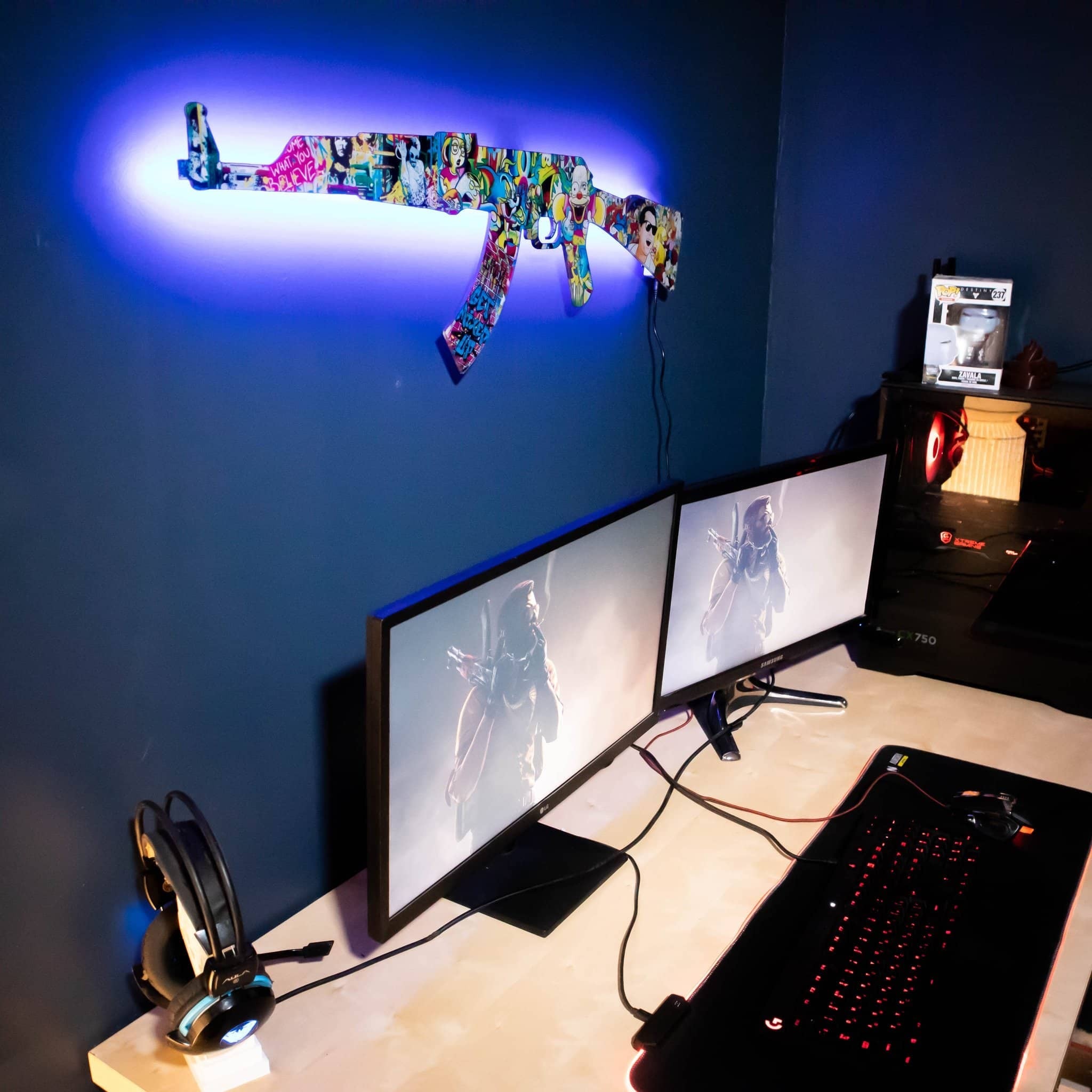 ak 47 cartoon rgb wall art cs go