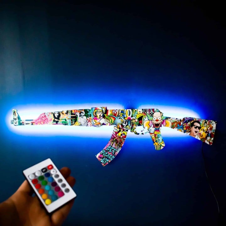 ak 47 cartoon rgb wall art cs go