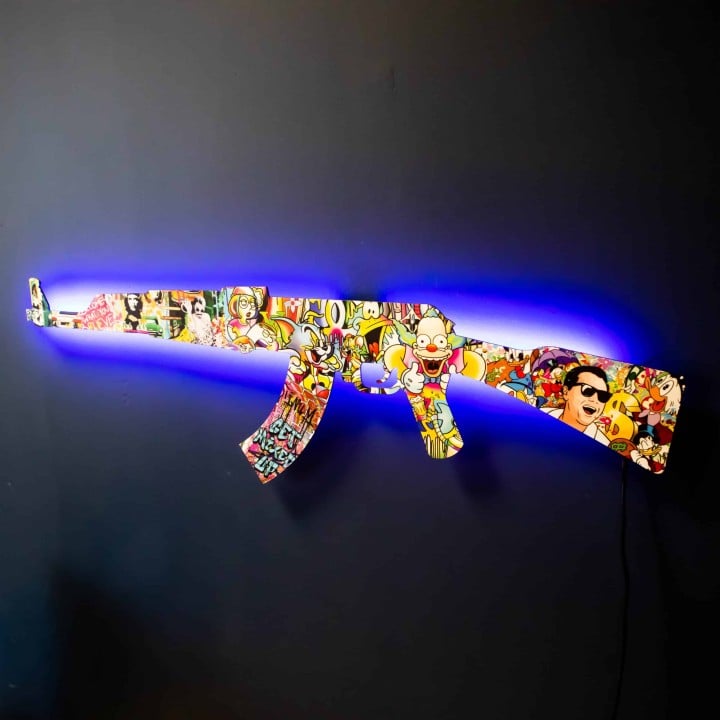 ak 47 cartoon rgb wall art cs go