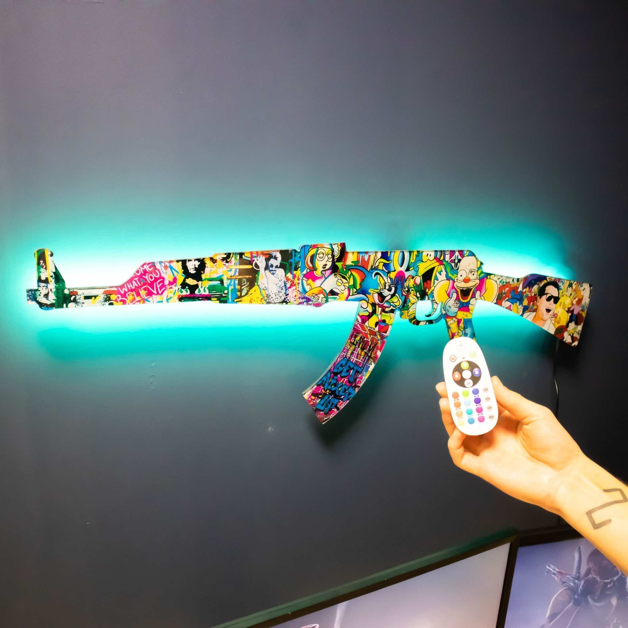 ak 47 cartoon rgb wall art cs go