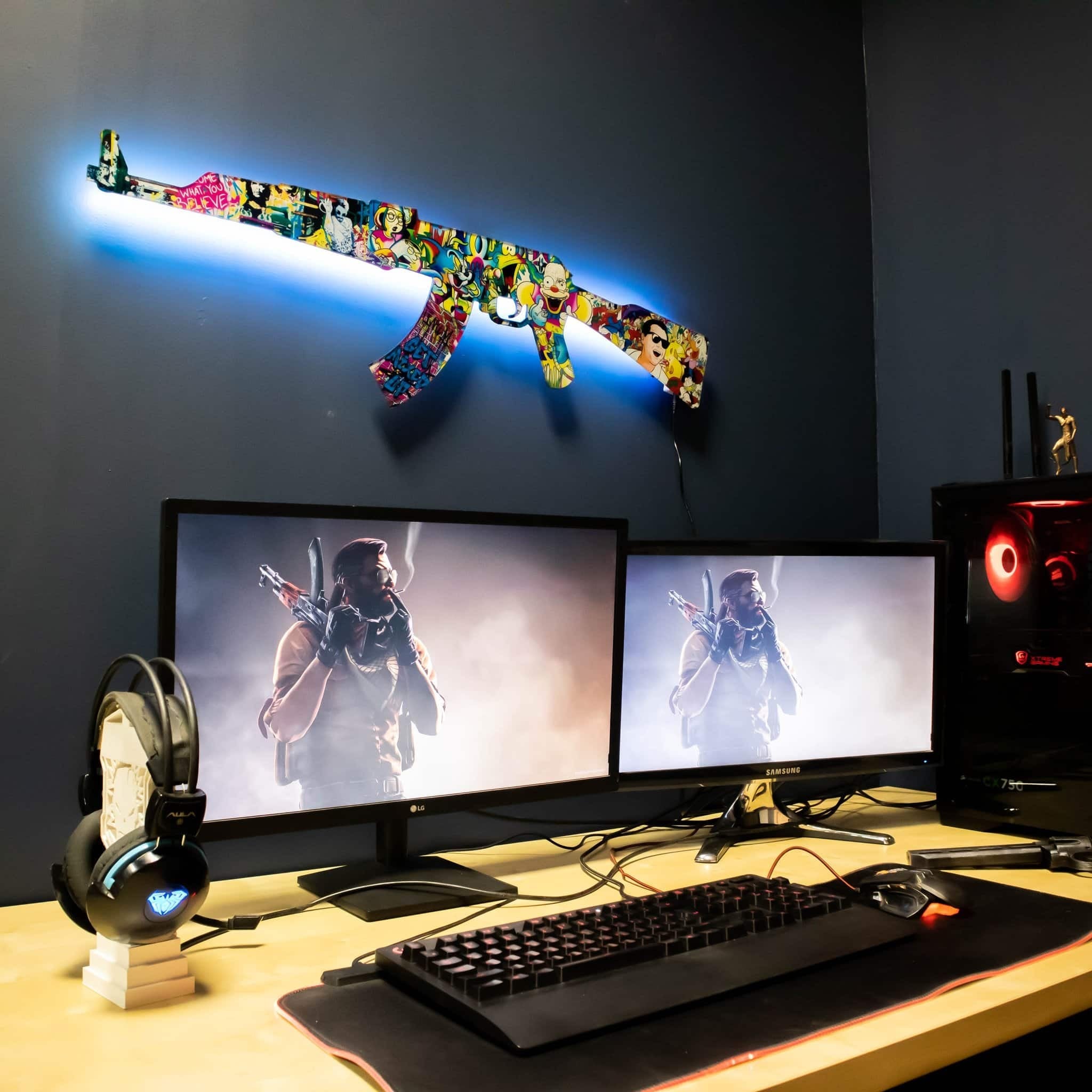 ak 47 cartoon rgb wall art cs go