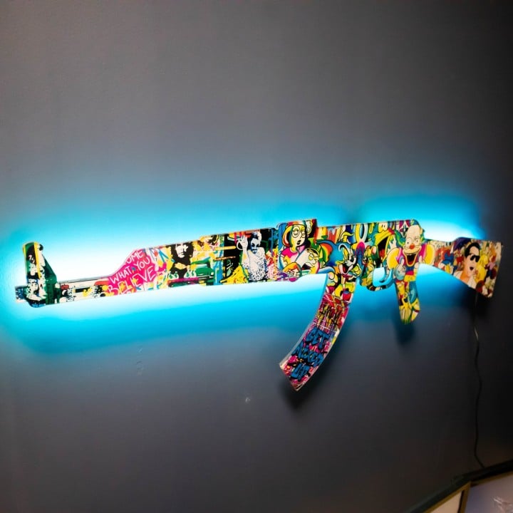 ak 47 cartoon rgb wall art cs go