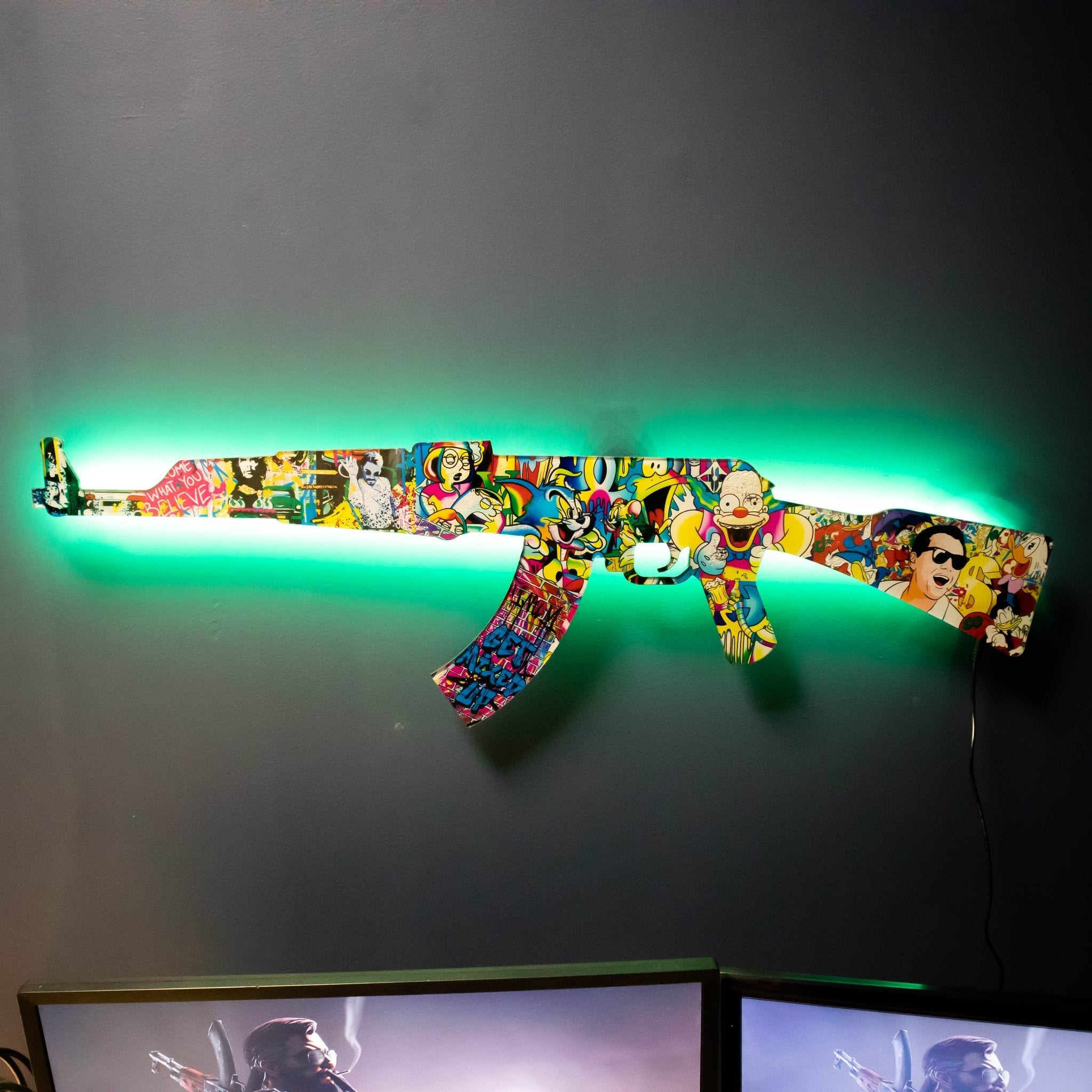 ak 47 cartoon rgb wall art cs go