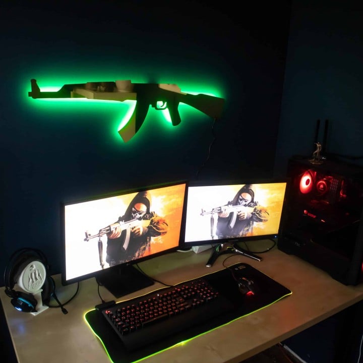 Golden AK 47 RGB Wall Art