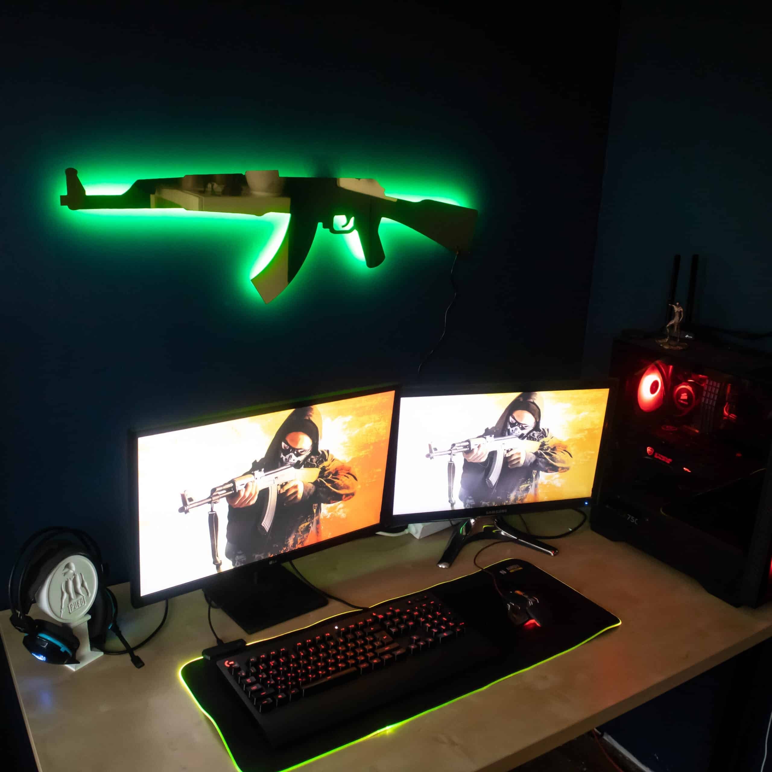 Golden AK 47 RGB Wall Art