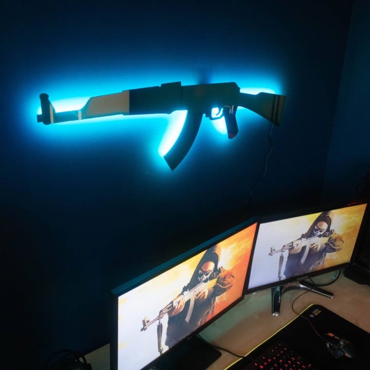 Golden AK 47 RGB Wall Art