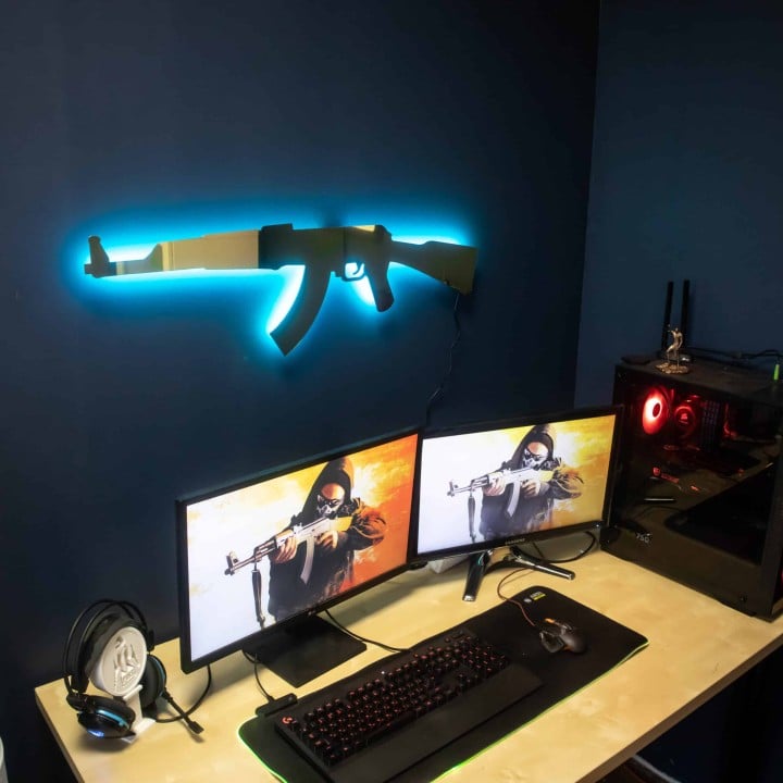 Golden AK 47 RGB Wall Art