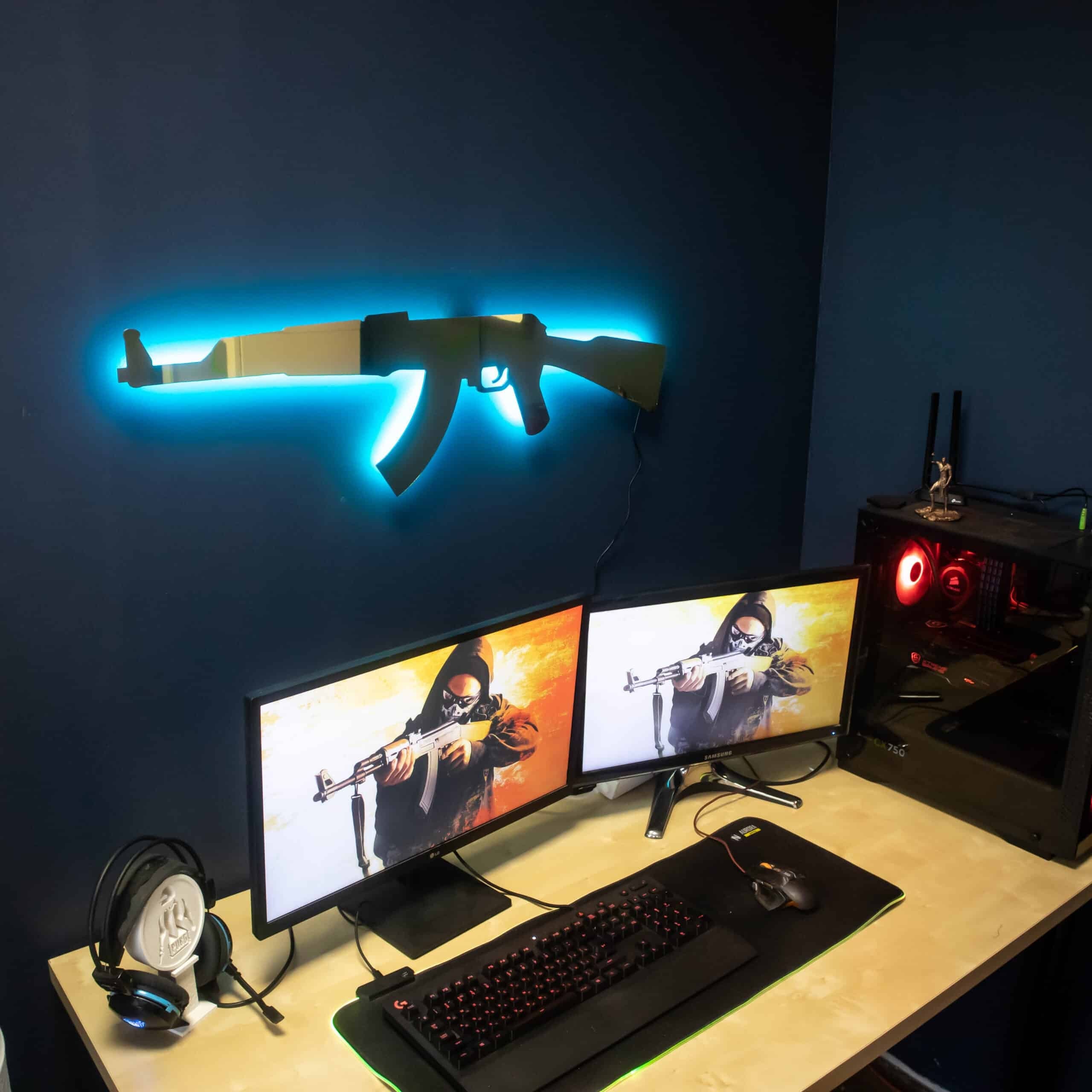 Golden AK 47 RGB Wall Art