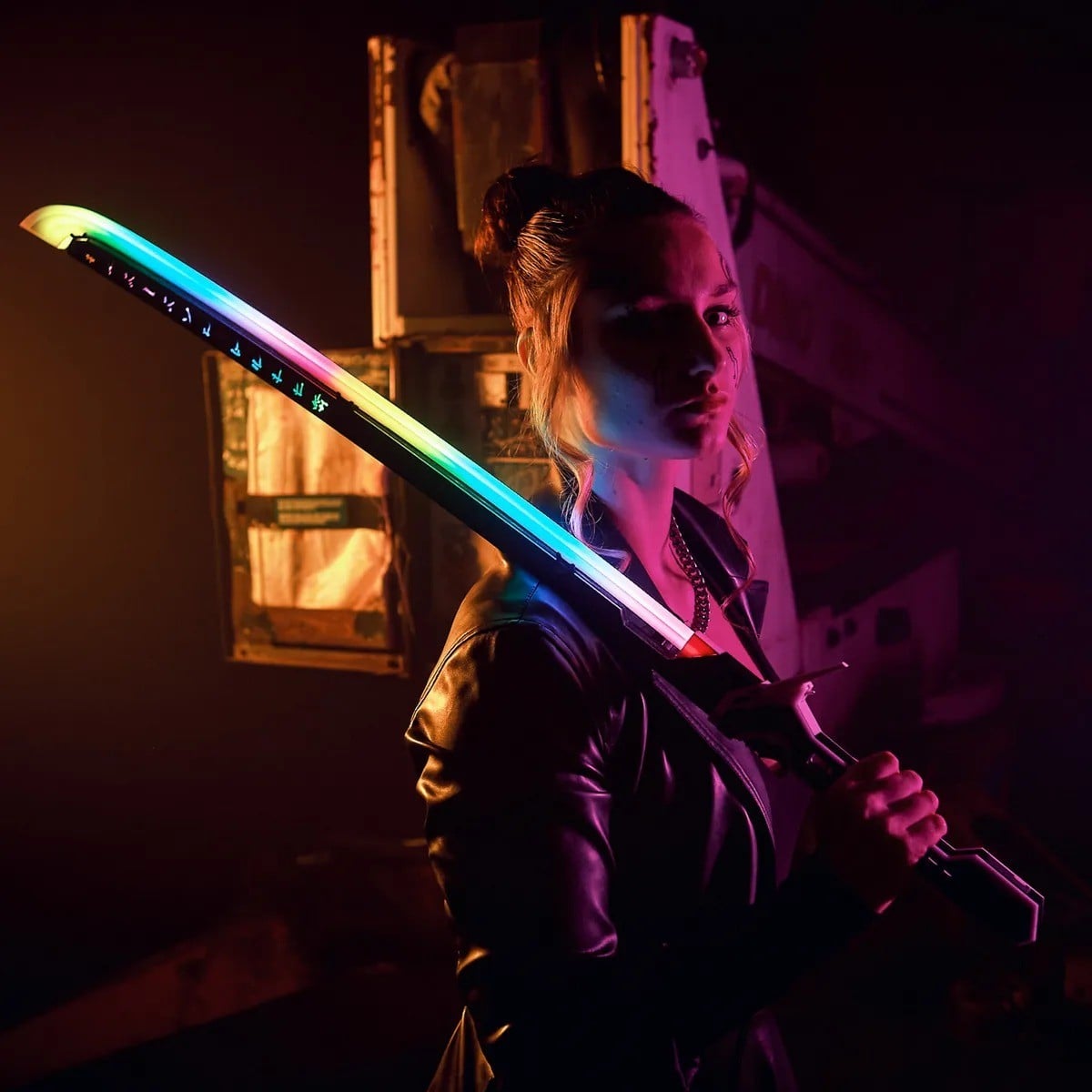 Arasaka Thermal RGB Katana LED Cyberpunk 2077 prop replica sword blasters4masters