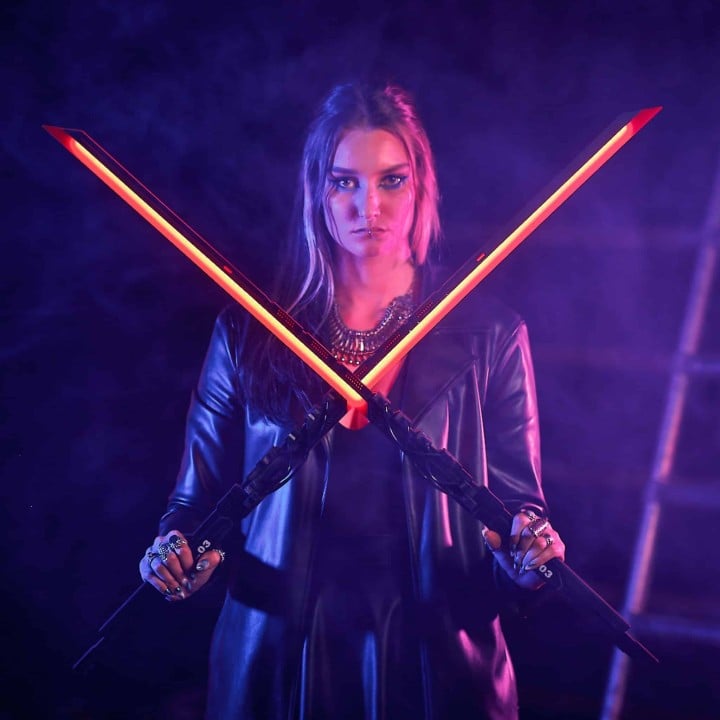 Kosei Red LED Katana prop replica cyberpunk cosplay by Blasters4Masters