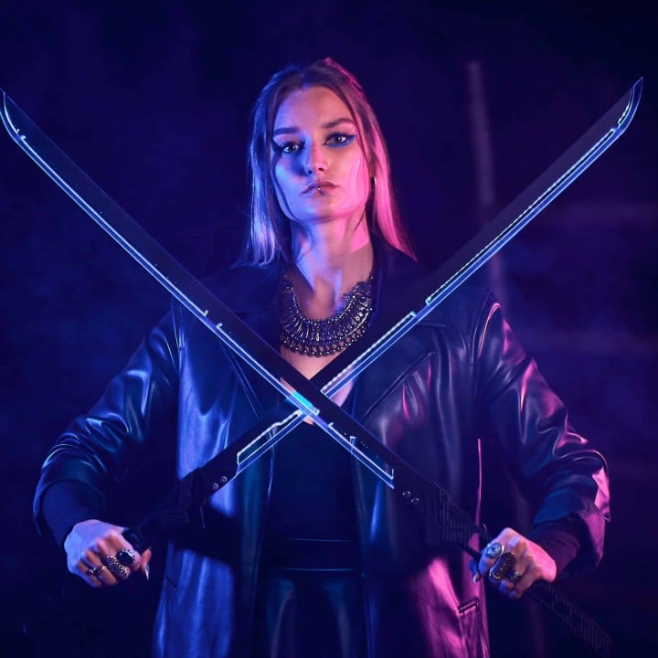 Phantom Blue LED Katana prop replica Cyberpunk by Blasters4Masters