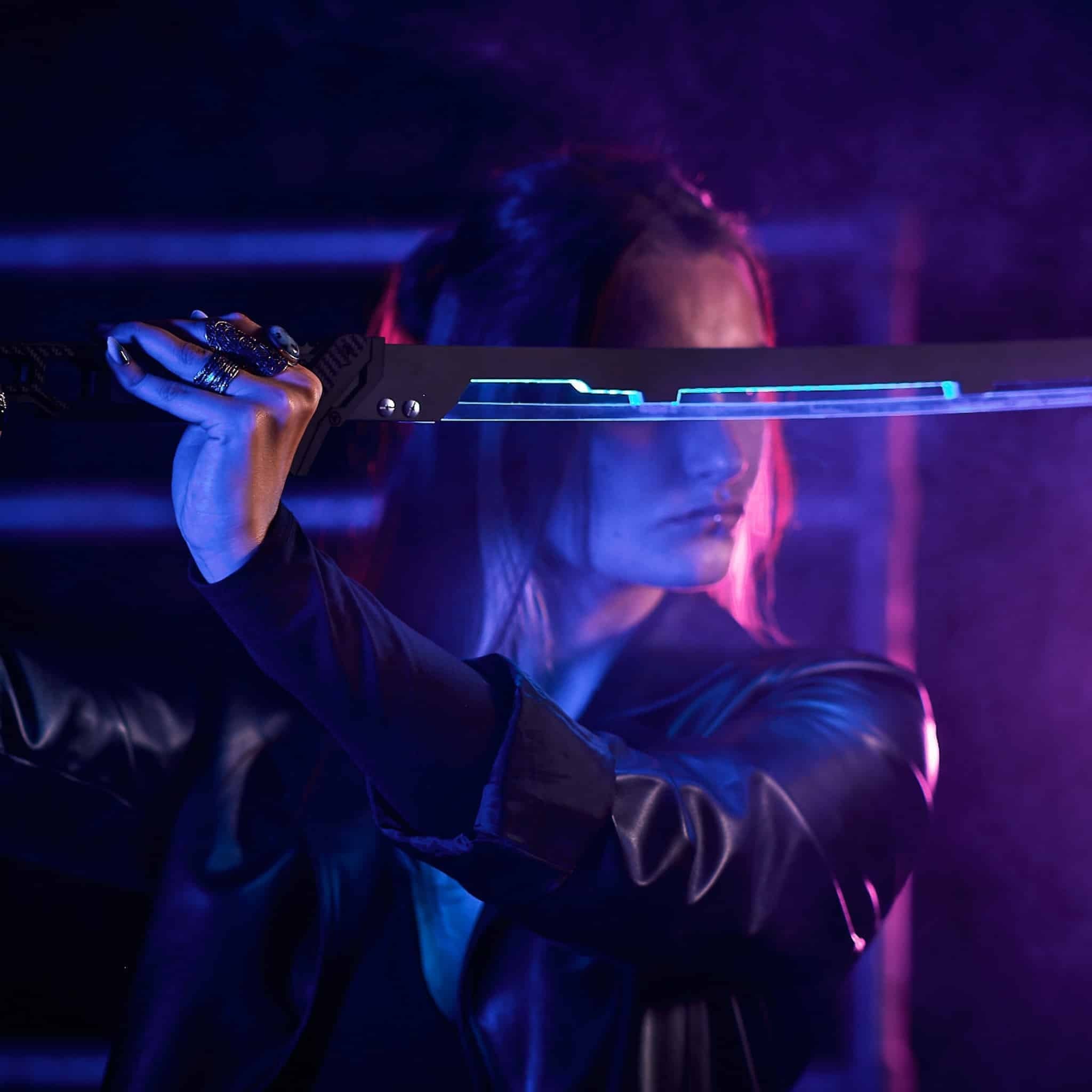 Phantom Blue LED Katana prop replica Cyberpunk by Blasters4Masters