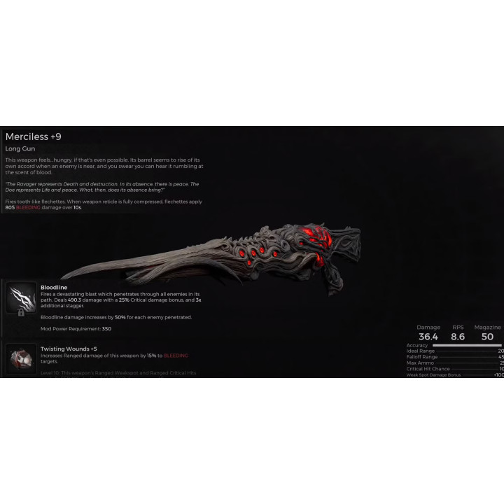Merciless long gun remnant 2 Gun Prop Replica from Remnant 2 By Blasters4Masters