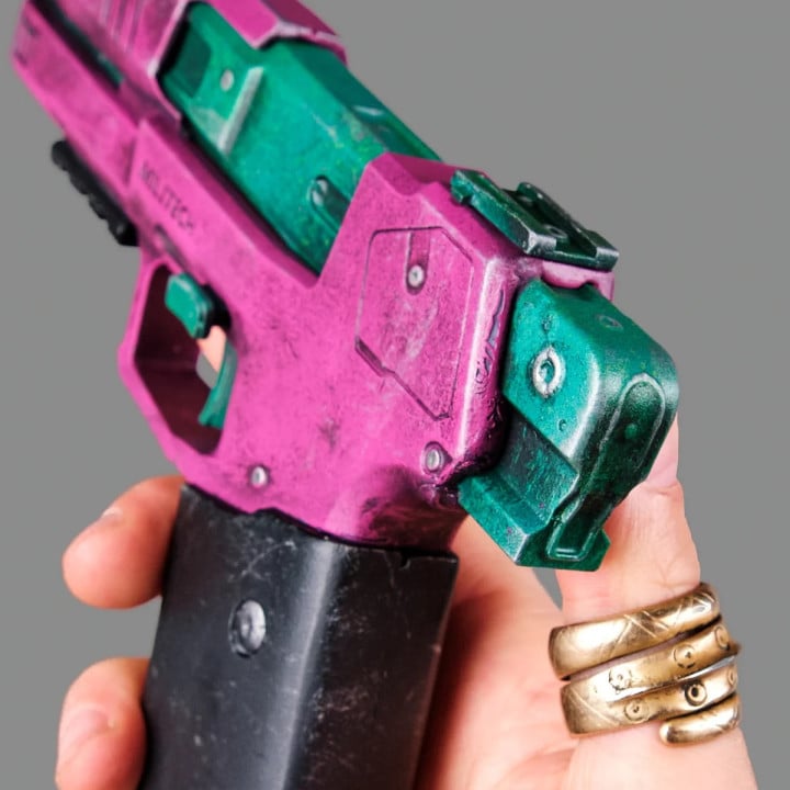 Rebeccas Pistol Pink Green PREMIUM EDITION Replica Prop From Cyberpunk 2077 By Blasters4Masters 3