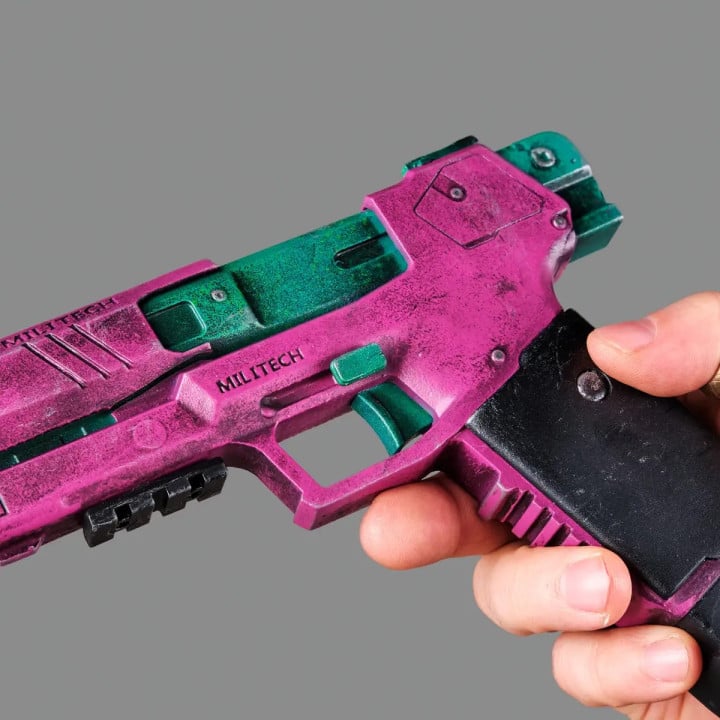 Rebeccas Pistol Pink Green PREMIUM EDITION Replica Prop From Cyberpunk 2077 By Blasters4Masters 6