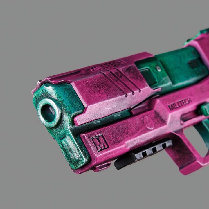 Rebeccas Pistol Pink Green PREMIUM EDITION Replica Prop From Cyberpunk 2077 By Blasters4Masters 9