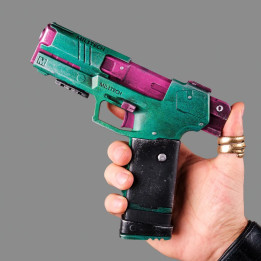 Rebeccas Pistol Green Pink PREMIUM EDITION Replica Prop From Cyberpunk 2077 By Blasters4Masters
