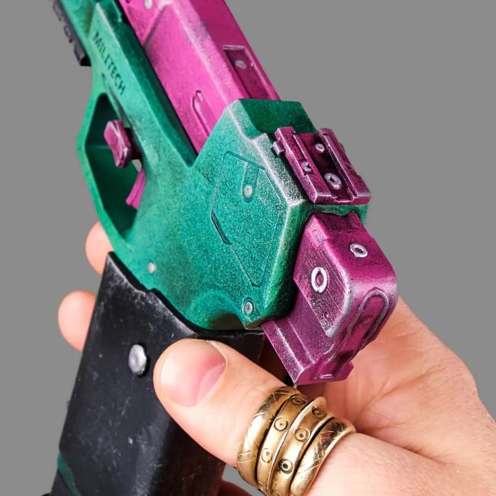 Rebeccas Pistol Green Pink PREMIUM EDITION Replica Prop From Cyberpunk 2077 By Blasters4Masters 3