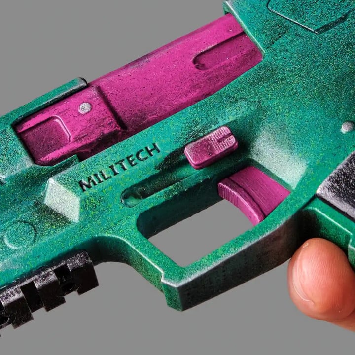 Rebeccas Pistol Green Pink PREMIUM EDITION Replica Prop From Cyberpunk 2077 By Blasters4Masters 6