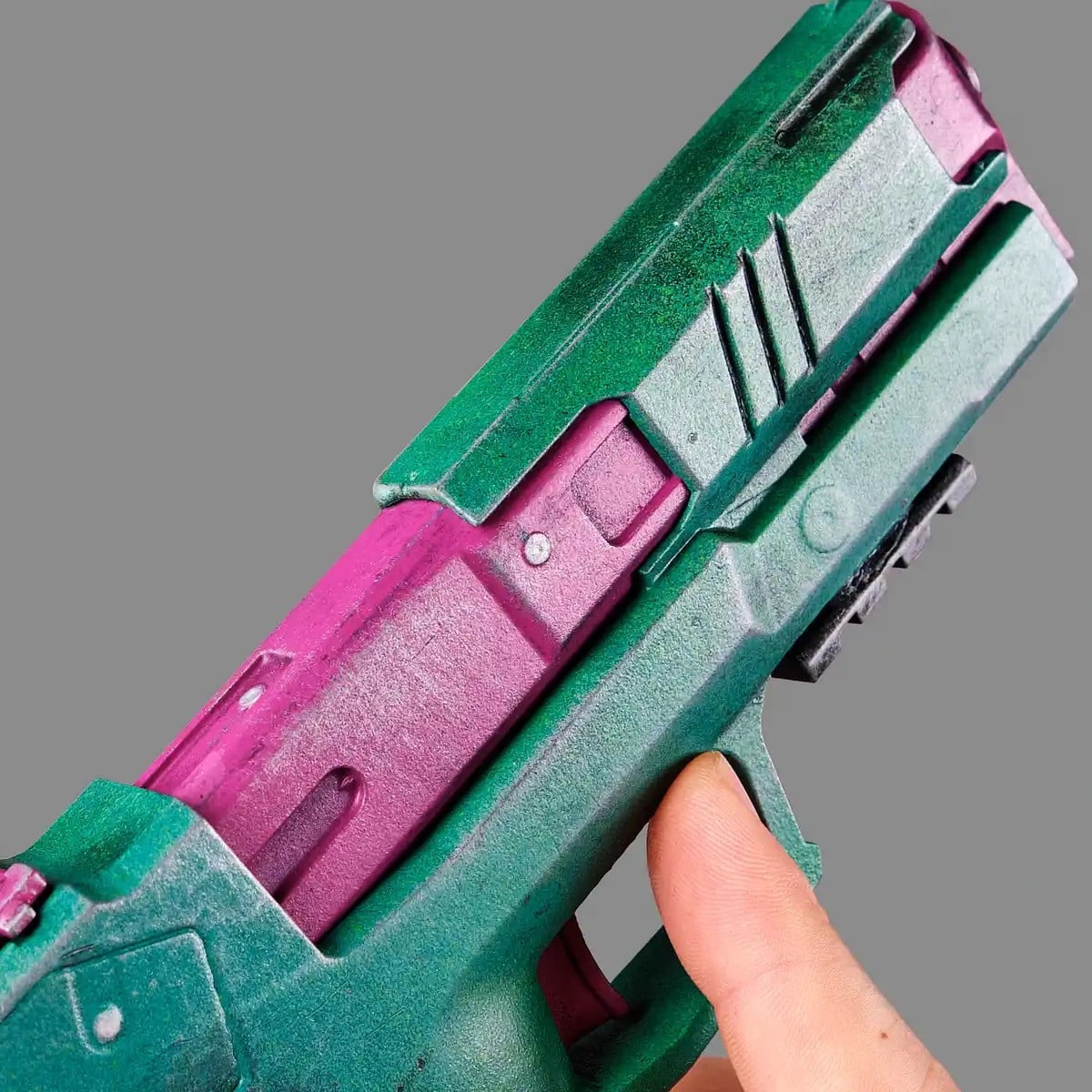 Rebeccas Pistol Green Pink PREMIUM EDITION Replica Prop From Cyberpunk 2077 By Blasters4Masters 7