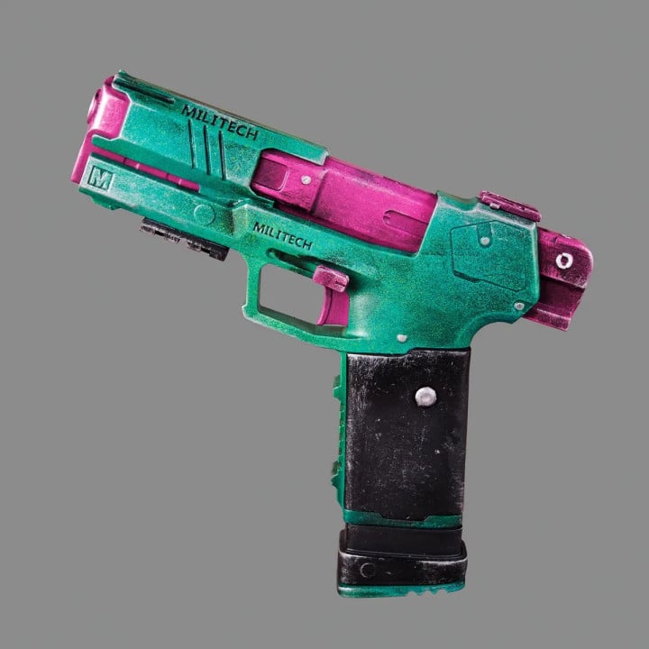 Rebeccas Pistol Green Pink PREMIUM EDITION Replica Prop From Cyberpunk 2077 By Blasters4Masters 10